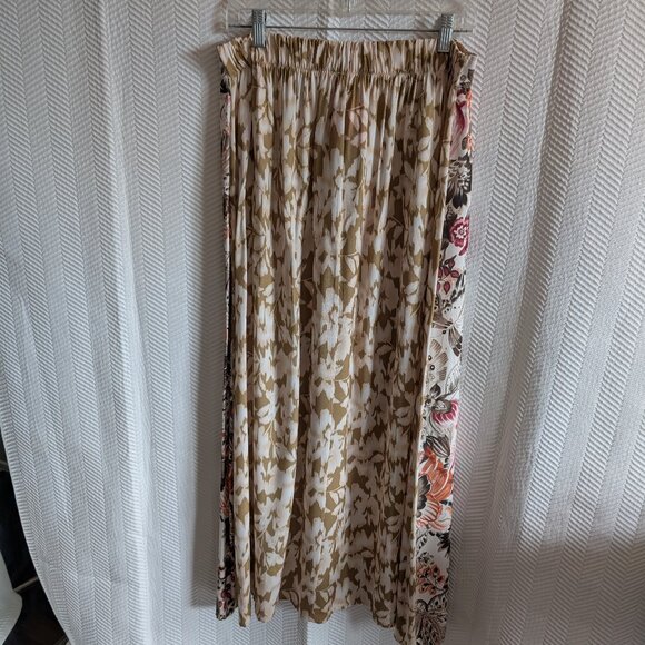 NWT LINE@MODA Made in Italy Floral Abstract Double Print Maxi Skirt Large Boho - Picture 2 of 12